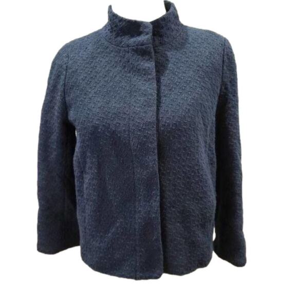 Isaac Mizrahi Navy Blue coat with printed - Picture 1 of 13